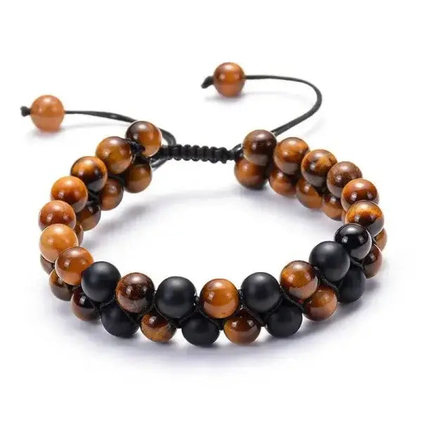 Tiger eye couple bracelets with matte black agate beads