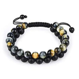 Tiger eye couple bracelets with matte black agate beads