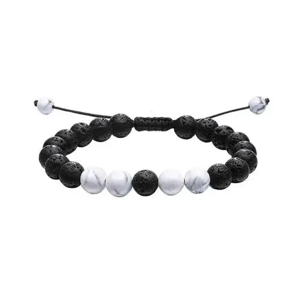 Tiger Eye Couple Bracelets with Matte Black Agate Beads - G