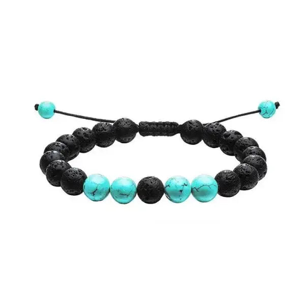 Tiger eye couple bracelets with matte black agate beads and turquoise