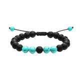 Tiger eye couple bracelets with matte black agate beads and turquoise