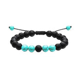 Tiger Eye Couple Bracelets with Matte Black Agate Beads - H