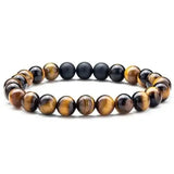 Tiger eye couple bracelets with matte black agate beads
