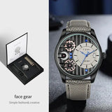 TOMI Mens Quartz Watch Alloy Case Business Gift Set - Dark Gray