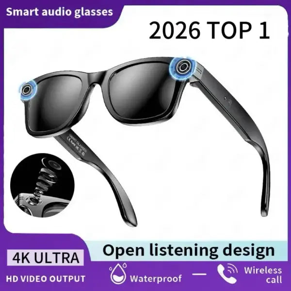 Camera Video Recording Smart Glasses with AI Translation - black sunglasses