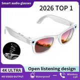 Camera Video Recording Smart Glasses with AI Translation - red coated mirror