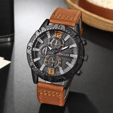 Wal-Joy Leather Band Type Fashion Watch for Men (Alloy) – Casual Gift - LightBrown