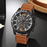 Wal-Joy Leather Band Type Fashion Watch for Men (Alloy) – Casual Gift - LightBrown