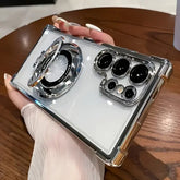 Transparent Electroplated Magnetic Stand Case Cover For Samsung Galaxy S25 S24 S23 S22 S21 Ultra Plus FE A36 A35 A55