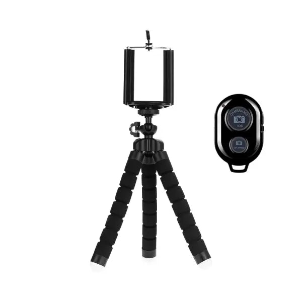 Flexible Tripod Smartphone Stand (Plastic/170mm) – Stable Filming - Remote BlackT