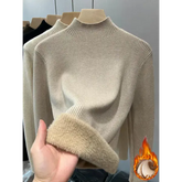 Women’s Turtleneck Winter Sweater – Elegant Thick Velvet-Lined Knitted Pullover Warm Soft Knitwear Jumper