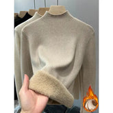 Women’s Turtleneck Winter Sweater – Elegant Thick Velvet-Lined Knitted Pullover Warm Soft Knitwear Jumper