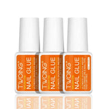Twoing Waterproof Liquid Nail Adhesive for Fake Nails 8ml - 3 bottles Nail Glue