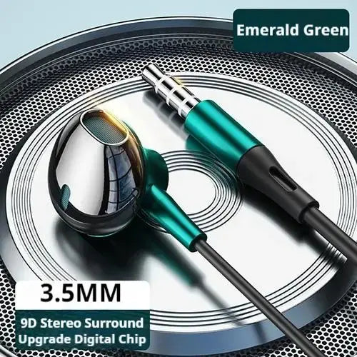HiFi Bass Stereo Wired Earbuds with HD Mic for Enhanced Audio - green 3.5mm