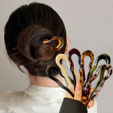U-Shaped Tortoiseshell Hair Fork – Fashion Acetate Acrylic Hairpin Geometric Hair Stick for Women & Girls