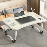 Ultra Large Portable Laptop Bed Table - Foldable Ergonomic Desk & Standing Workstation for Sofa & Bed - Walnut / China