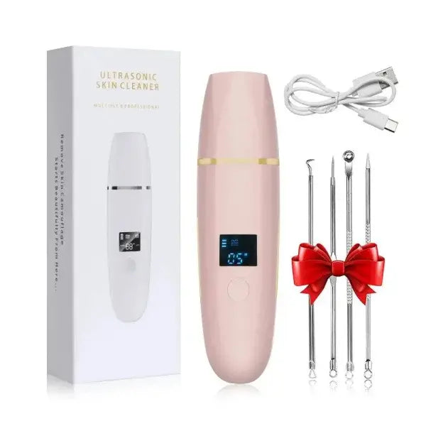 Ultrasonic Facial Scrubber for Deep Cleaning Skin Care Device - Pink gift