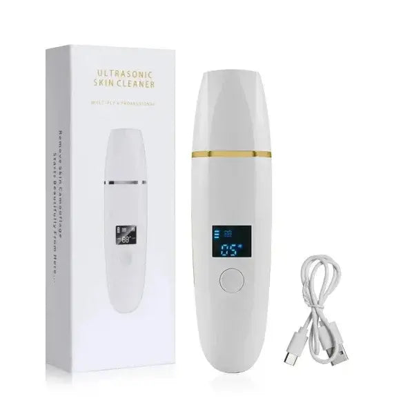 Ultrasonic Facial Scrubber for Deep Cleaning Skin Care Device - White