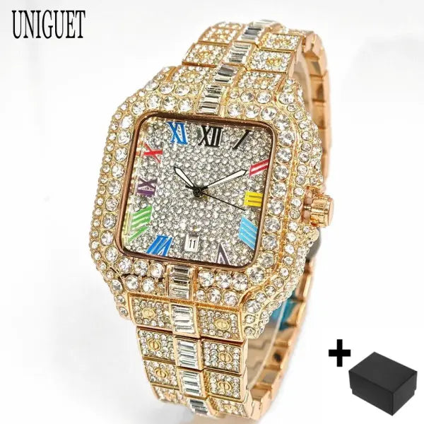 Square Quartz Stainless Steel Men Luxury Watch - DC09-Rose