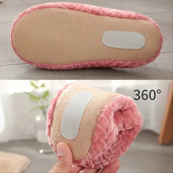 Women Soft Fluffy Home Slippers with Warm Plush Lining Material