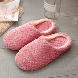 Women Soft Fluffy Home Slippers with Warm Plush Lining Material