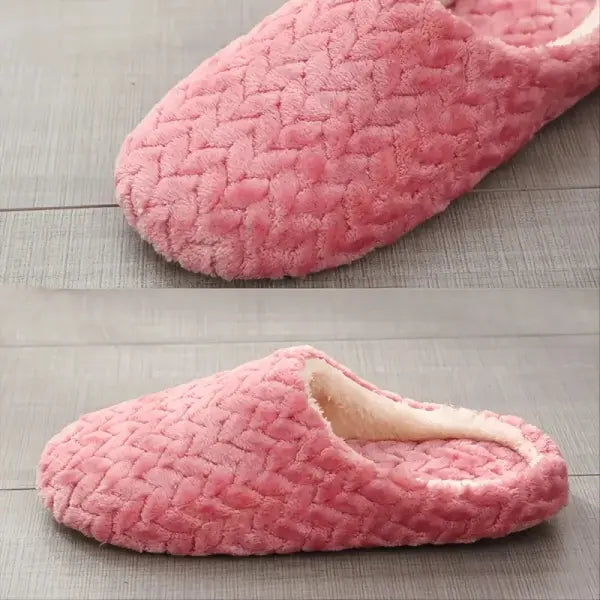 Women Soft Fluffy Home Slippers with Warm Plush Lining Material