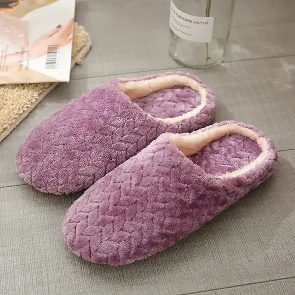 Women Soft Fluffy Home Slippers with Warm Plush Lining Material - PURPLE / 38-39