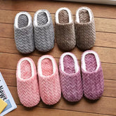 Women Soft Fluffy Home Slippers with Warm Plush Lining Material