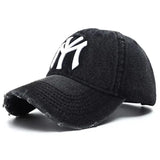 Unisex Letter Embroidery Washed Cowboy Baseball Caps - Dark grey