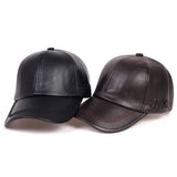 Unisex Winter Leather Baseball Cap Type Solid Warm Autumn Headwear