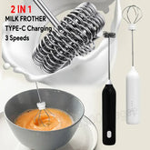 UPGRADED Electric Coffee Frother/MILK Whisk + Egg Beater MINI Food Blender USB Rechargeable Handheld Three Speeds