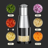 Upgraded Stainless Steel Garlic Pressing Cutter Manual Vegetable Chopper - Black - None