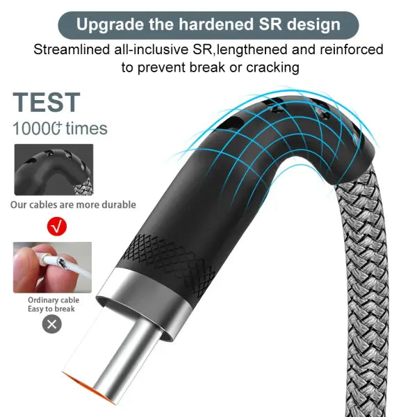 USB Type C Super Charging Cable Braided 1m to 8m for Huawei Xiaomi