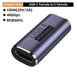 USB4.0 40Gbps OTG type C 90 degree Adapter 100W 5A USB C to Type C Fast Charging Converter USB C Data Adapter