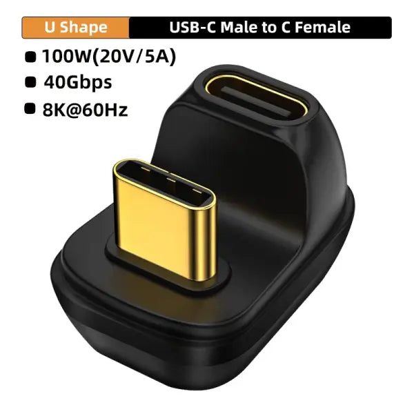 USB4.0 40Gbps OTG type C 90 degree Adapter 100W 5A USB C to Type C Fast Charging Converter USB C Data Adapter