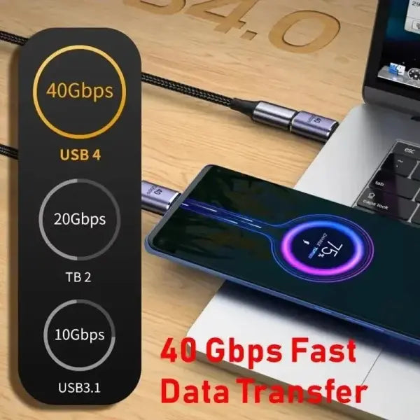 USB4.0 40Gbps OTG type C 90 degree Adapter 100W 5A USB C to Type C Fast Charging Converter USB C Data Adapter