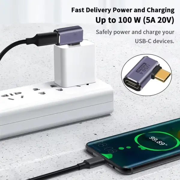 USB4.0 40Gbps OTG type C 90 degree Adapter 100W 5A USB C to Type C Fast Charging Converter USB C Data Adapter