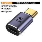 USB4.0 40Gbps OTG type C 90 degree Adapter 100W 5A USB C to Type C Fast Charging Converter USB C Data Adapter