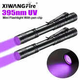 UV Flashlight 395nm Ultraviolet Torch With Pen Clip Portable AAA Batteries Used Violet Light Pet Urine Scorpion