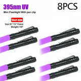 UV Flashlight 395nm Ultraviolet Torch With Pen Clip Portable AAA Batteries Used Violet Light Pet Urine Scorpion