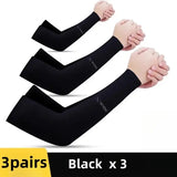 UV Protection Ice Silk Sleeves 3 Pairs – Cooling Outdoor Sunscreen - Black x3 / One Size