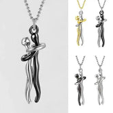 Abstract intertwined dancing figures pendant, romantic couple jewelry love necklace for Valentine’s Day gifts
