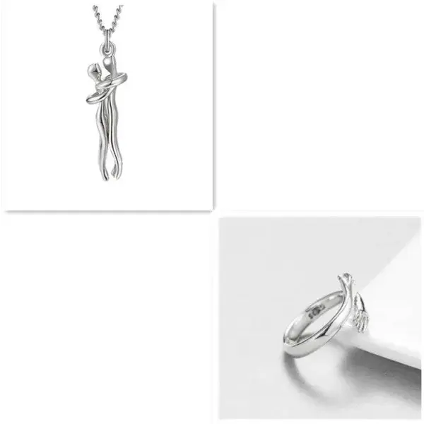 Valentine’s Day Gifts Romantic Couple Jewelry Love Necklaces - Silver set1