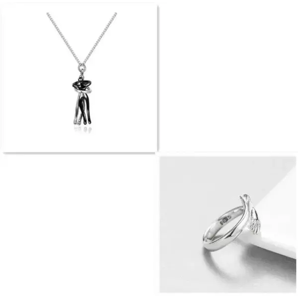 Valentine’s Day Gifts Romantic Couple Jewelry Love Necklaces - White black set1