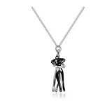 Black and silver cat pendant love necklace for Valentine’s Day gifts