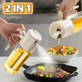 Versatile olive oil sprayer with 2-in-1 oil and vinegar dispenser