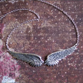 Vintage Angel Wings Feather Choker Big Pendant Aesthetic Necklace - 1
