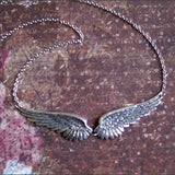 Vintage Angel Wings Feather Choker Big Pendant Aesthetic Necklace - 1