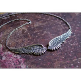 Vintage Angel Wings Feather Choker Big Pendant Aesthetic Necklace - 1