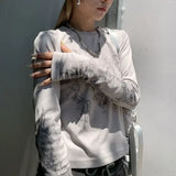 Slim Fit Knit White O Neck Short Clothing Length Women Clothes Y2K